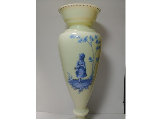 13 In Victorian Mary Gregory Art Glass Vase