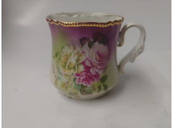 Antique German Porcelain Mustache Cup With Floral Decoration