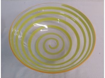 Hand-blown 12in Art Glass Fruit Bowl