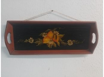 Decorative Hand-painted Wooden Tray With Lemons And Daisies Signed Alfred