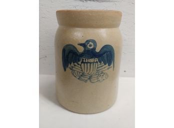 Stoneware Storage Crock With American Eagle Decoration