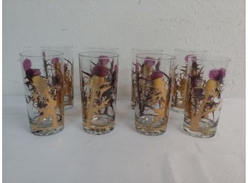 Set Of Eight Duncan Mid-century Thistle Water Glasses