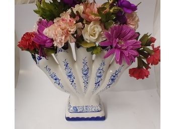 Portuguese Hand Painted Blue And White Ceramic Finger Vase