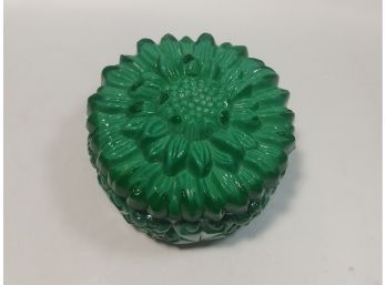 Czechoslovakian Malachite Glass Sunflower Keepsake Box