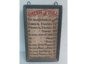 Decorative Wooden Rates Of Toll Sign