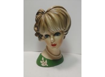 Vintage Japanese Ceramic Lady Head Planter