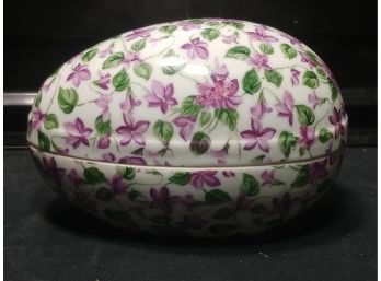Vintage Japanese Porcelain Egg-shaped Covered Dish