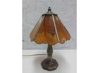 Small Caramel Slag Glass Table Lamp (as Is)