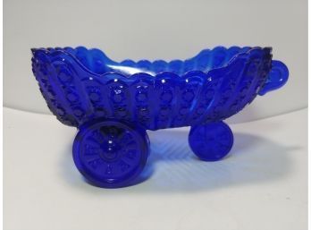 Cobalt Blue Pattern Glass Carriage Candy Dish
