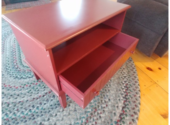 Cranberry Colored Table With Drawer