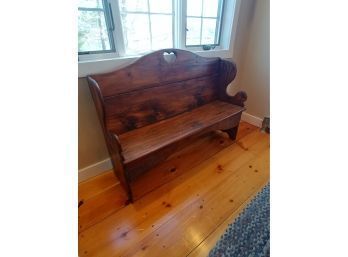 Handcrafted Pine Bench With Heart And Cut Out