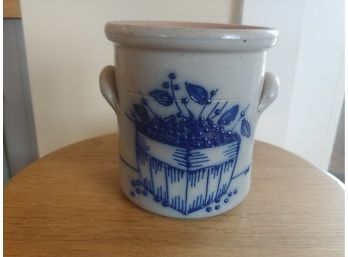 Salmon Falls Blueberry Decorated Stoneware Crock (as Is)
