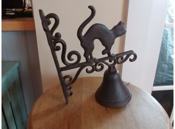 Cast Iron Wall Mount Bell With Cat Decoration