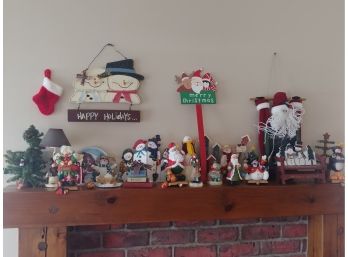 Generous Lot Of Christmas Decorations Including For Stocking Holders