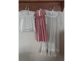 2 Christening Gowns And Doll Dress