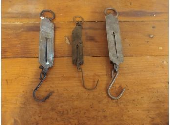 Three Hanging Scales 2 Steel Faced One Brass Faced