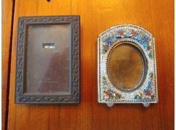Italian Micro Mosaic And Fancy Tin Dresser Top Standing Frames