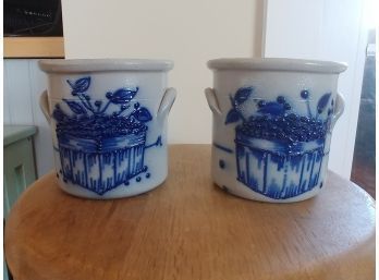 Two Salmon Falls Blueberry Decorated Crocks
