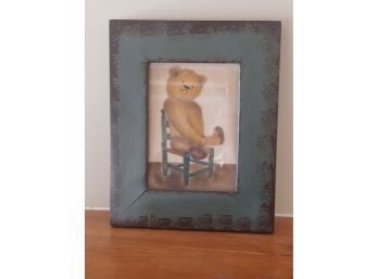Folk Art Theorom Of Teddy Bear In Chair Signed Stering