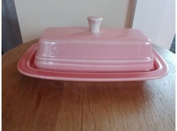 Pink Fiestaware Covered Butter Dish