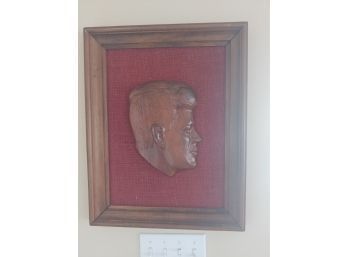 Framed Ceramic Bust Of John F Kennedy