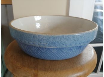 Shallow Blue Stoneware Bowl Signed  Venetian