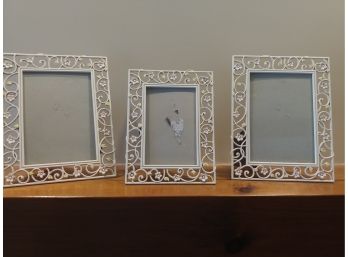 3 Matching Metal Filigree Frames With Floral Decoration