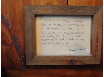 Framed Thank You Card From Ted Kennedy Jr.