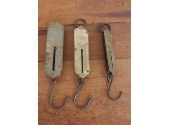 3 Brass Faced Hanging Scales