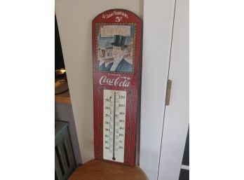 Wooden Coca-Cola Advertising Thermometer