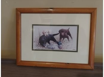 ' Puppy Days' Print Of Young Dogs Investigating Decoy Signed Killien