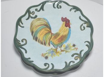 Three Margret  Le Van Design 'Floral Rooster' Plates