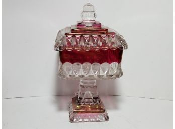 Indiana Glass Company Ruby Flah Covered Candy Dish