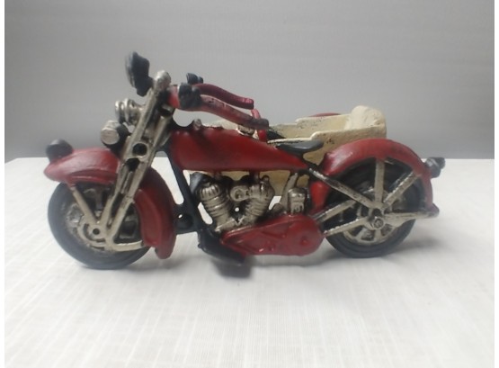 Cast Iron Toy Motorcycle And Sidecar