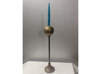 Unusual Tall Brass Candlestick With Bulbous Top