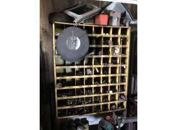 Large Metal Parts Bin And Contents