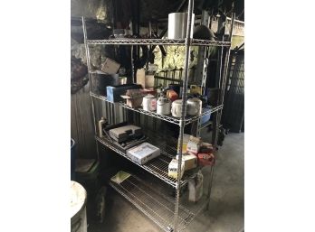 Wire Shelf Rack And Contents