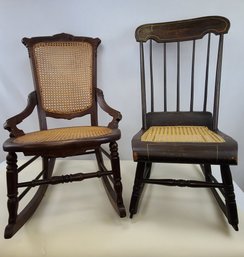 Pair Of Caned Rocking Chairs