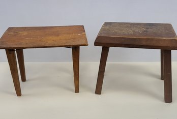 Two Small Furniture Pieces -  One Is A Foot Stool &the Other Is Small Folding Sewing Type Table