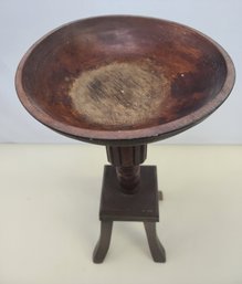 Unusual, Antique, Turned,  Dough Bowl On Stand