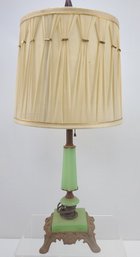 Jade Green Table Lamp With Cast Iron Base