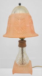 1930's Frosted, Pink,  Boudoir Lamp