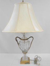 Heavy, Crystal And Brass Lamp With Newer Shade