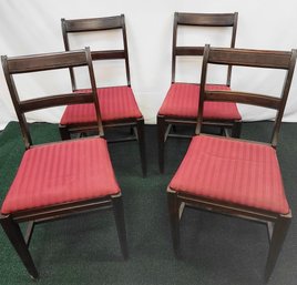 Lot Of 4 Matching,  Antique Chairs With Newer Upholstery