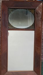 1800's Reverse Painted Top Mirror With Black And Gold Accents