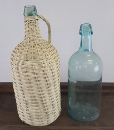 Lot Of 2 Antique Jugs/bottles With Rolled Tops