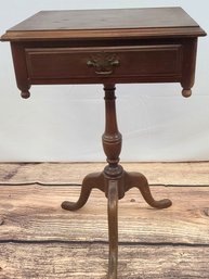 Antique, One Drawer, Cabriole Legged Stand With Underside Finials