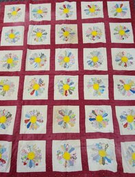Pinwheel Quilt Made By Hand With Vibrant Colors