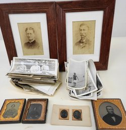 Large, Photographic Image Lot With Tin Types, Daguerreotypes, Black And Whites & Cabinet Cards