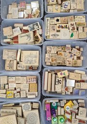 Large Lot Of Wood And Rubber Stamps - Hundreds Of Stamps